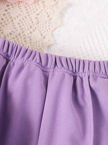 SHEIN 2pcs/Set Tween Girl Casual Floral Print Cropped Loose Drop Shoulder Sweatshirt & Relaxed Wide-Leg Pants