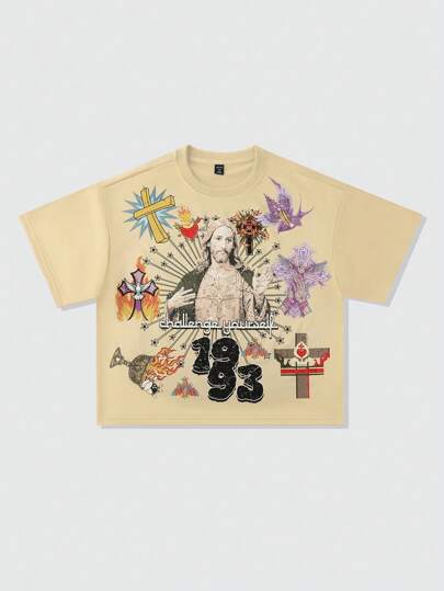 Street Life تيشيرت رجالي كبير الحجم بطباعة شعبية (ريترو) كول بأكمام قصيرة منسدلة