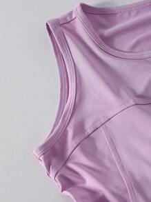 SHEIN Tween Girl Minimalist Round Neck Sleeveless High Waist Loose Solid Color Long Dress, Comfortable Simple Versatile Korean Style For Early Summer - Purple - View 4