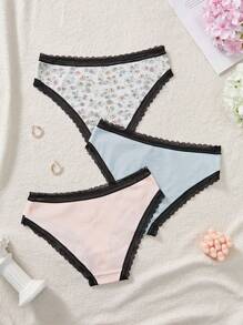 3pcs Pack Simple Casual Everyday Teen Girls Underwear