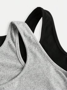 SHEIN 2 件套青少年女孩休闲简约舒适黑色和玫瑰红针织长袖短款上衣和高腰短裤套装，百搭纯色连体衣，完美的夏季选择 - 彩色 - 查看 7