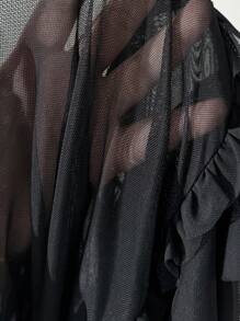 Bonvoyette Black Ruffled Round Neck Sleeveless Sexy Sheer Cute New Romantic Vacation Ladies Cover Up Dress, For Summer Beach - Black - View 5