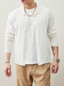 Manfinity CasualKnits Men's Casual Simple Style Cardigan, Daily Wear