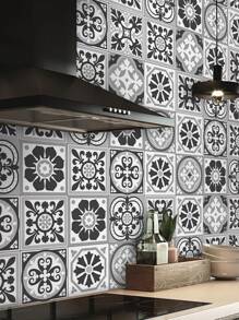 1 卷地中海风格加厚防水自粘厨房和浴室装饰墙贴，3 种尺寸可选：11.81*47.24、11.81*94.49、11.81*141.73 英寸 - 彩色 - 查看 1