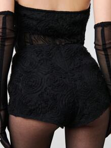 TypaGal Valentine Solid Colour Swirl Floral Embellished Mini Shorts