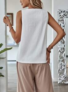 EMERY ROSE 女士纯色镂空 V 领休闲背心