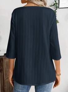 EMERY ROSE 适合日常穿着的女士休闲简约时尚衬衫 - 藏蓝色 - 查看 2