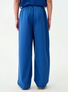 SHEIN Y2K Oversized Cargo Pants With Utility Pockets Racing Vibes - Blue - View 2