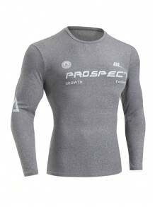 Gym Rark Camiseta deportiva de manga larga con cuello redondo y estampado de letras para hombre - Gris - Ver 1