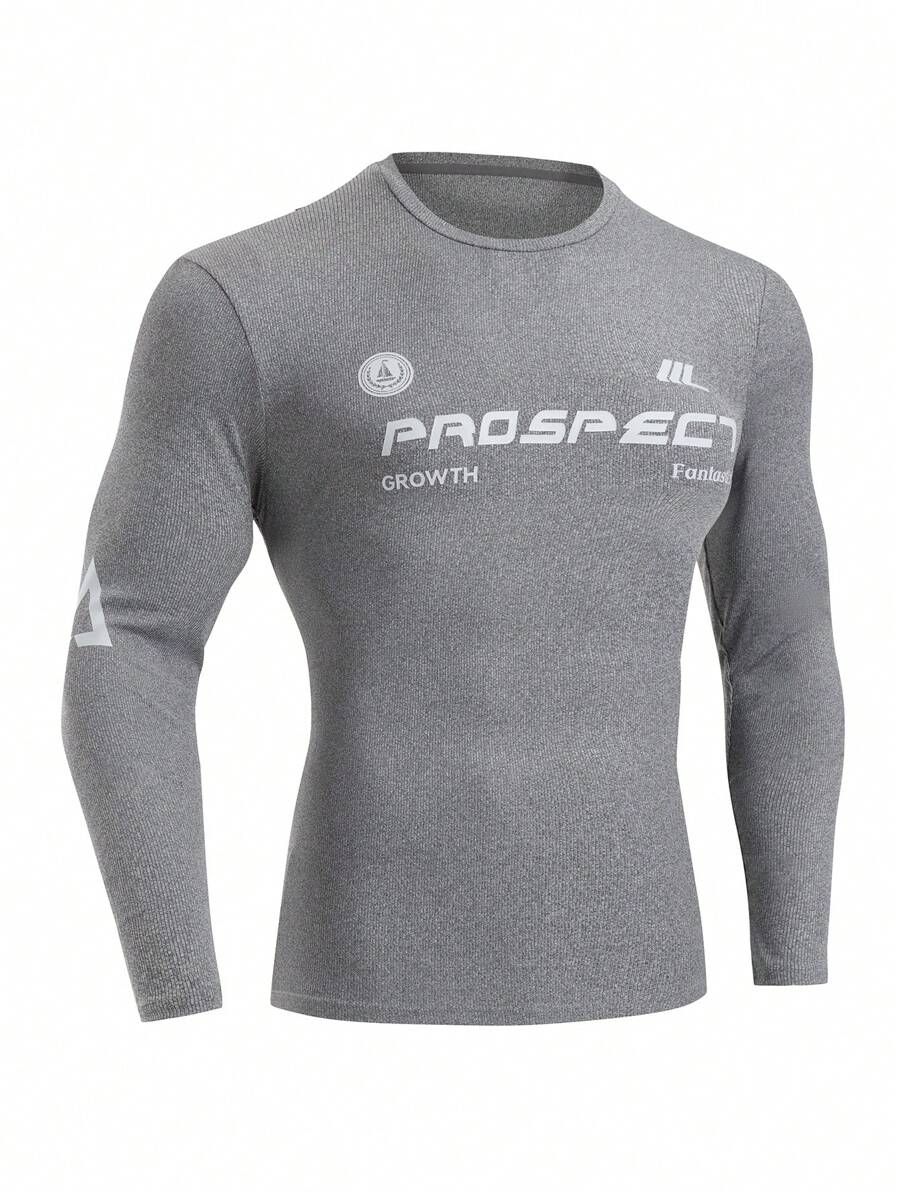 Gym Rark Camiseta deportiva de manga larga con cuello redondo y estampado de letras para hombre - Gris - Ver 1