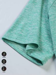 Manfinity Sport Corelite Áo thun thể thao tay ngắn Raglan họa tiết hình học bên hông dành cho nam - màu xanh lá - Xem 6