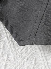 SHEIN 2pcs/Set Baby Girl Spring&Summer Elegant Style ,Open Collar Slip Top&Short Pleated Skirt - Dark Grey - View 6