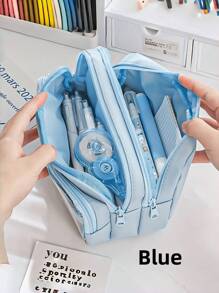 1 Pieza Bolsa de Papelería de Gran Capacidad de 21.5Cm*9.8Cm*12.5Cm, Bolsa de Lápices Creativa, Bolsa de Almacenamiento de Lápices y Bolígrafos, Bolsa de Almacenamiento Portátil de Cosméticos, Bolsa de Lápices Esencial para Volver a la Escuela, Adecuada para Oficina, Útiles Escolares, Regalos de Cumpleaños, Variedad de Colores, Volver a la Escuela, Útiles Escolares