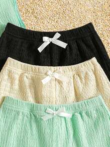 SHEIN 6pcs/Set Baby Girl Infant Toddler 0-3Y Casual Daily Basic Vacation Soft Wave Knitted Fabric Sleeveless Top Tee Shirt & Shorts 6pcs Set, Apricot, Spring Day Blue, Black 3 Color Sets - Multicolor - View 3