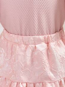 SHEIN Babygirl Summer Cute Floral Top & Skirt Set, Elegant - Pink - View 5