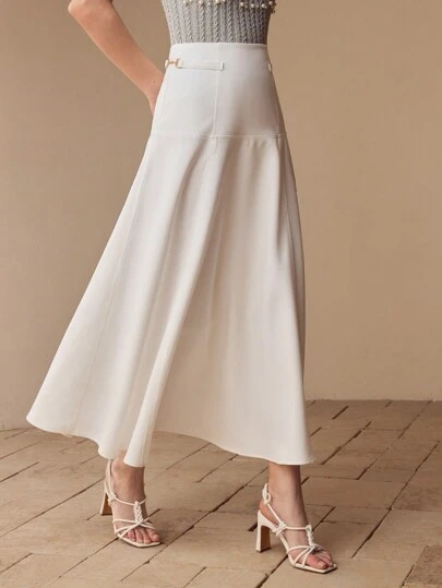 moa さま ZEYLAH FAUX PEARL AND RHINESTONE BOW WAIST FLARE SKIRT｜Motf