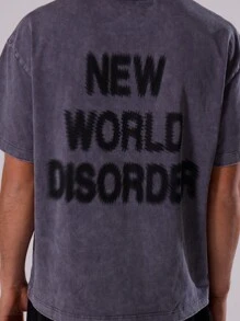 Musero 水洗风格宽松短袖圆领廓形T恤，基础款上衣，秋冬必备胶囊衣橱单品 - 深灰色 - 查看 5