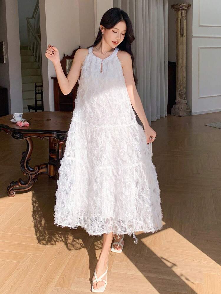 Vestido informal de longitud media para mujer, vestido sencillo y elegante para uso diario