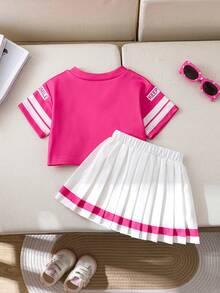 女婴T恤套装 - 玫紅色 - 查看 2