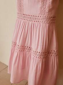MOTF PREMIUM CONTRAST LACE RUFFLE TRIM DRESS - Pink - View 7