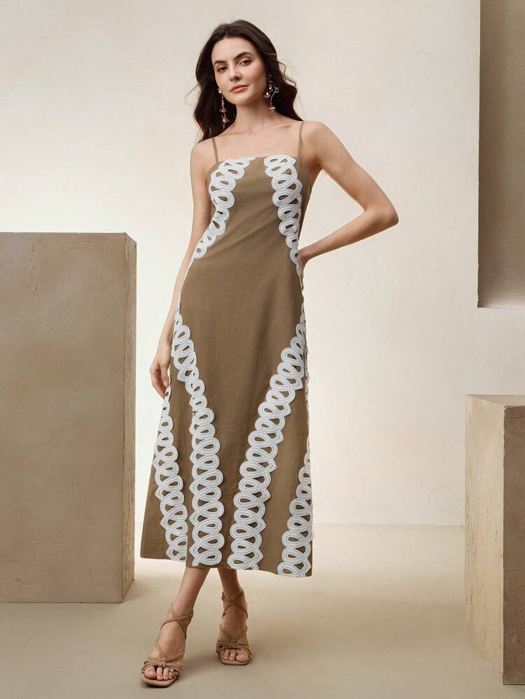 Anewsta Elaire Women Summer Spaghetti Strap Dress Casual Beach Holiday Long Dress