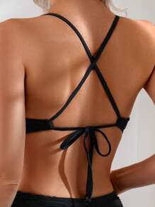 SHEIN Swim Women's Fashionable & Elegant One-Piece Swimsuit, Summer - Black - View 5