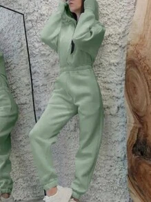 INAWLY Women's Hooded Half-Zip Sweatshirt And Loose Fit Drawstring Jogger Pants Set