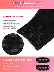 7PCS Straight Clip In Hair Extensions 100% Real Human Hair 14-24 Inch 115G Double Weft Invisible Clip Hair Extensions Remy Natural Human Hair For Women Girls Daily Use - S1 - View 5