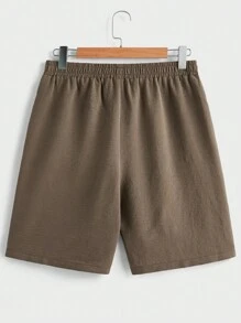 Manfinity RelaxMax Men's Casual Versatile Solid Color Shorts - Brown - View 4