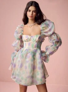 Enchnt 女士日常休闲简约时尚连衣裙 - 薄荷綠 - 查看 5