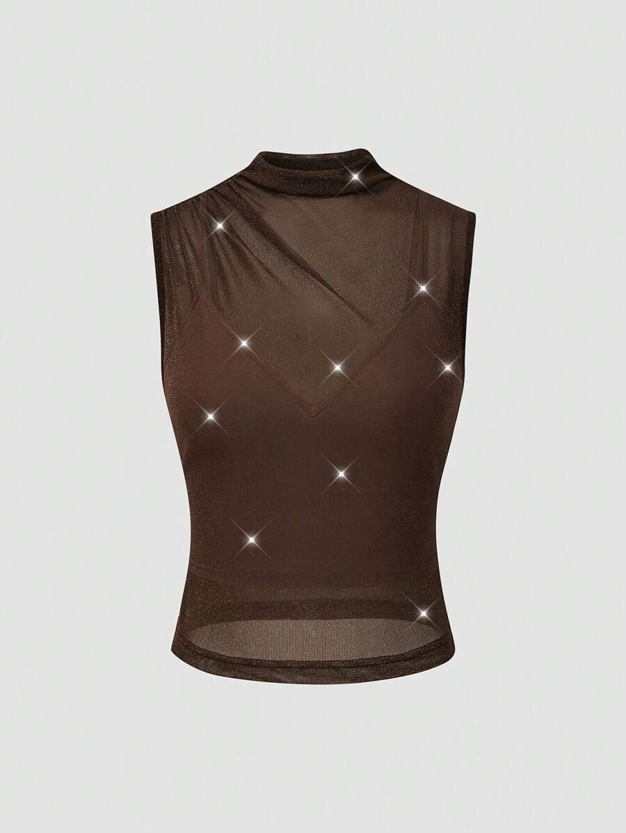 Chiquease 2 件套女士雪纺褶皱吊带背心