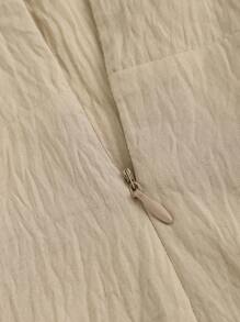 Sweetra Solid Color Knotted Front Sleeveless Romper - Khaki - View 3