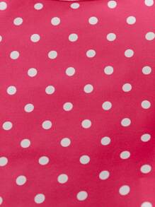 SHEIN 6 件套年轻女孩可爱粉色蝴蝶结、波尔卡圆点、心形印花休闲短袖短裤紧身睡衣 - 彩色 - 查看 7