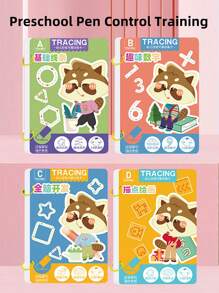 1 套 32/128 页思维与启蒙练习可重复使用的练习描摹工作簿，带控制训练，适用于蒙特梭利绘画教育。免费可擦拭儿童玩具书写贴纸，适用于亲子教育，适合男孩和女孩学校、学生、文具、学校用品学校用品男孩玩具、学校用品、玩具、儿童玩具、蒙特梭利玩具、益智玩具 - 彩色 - 查看 5