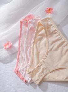 3 piezas de bragas de algodón con lindo estampado floral para niñas preadolescentes, en rosa y tonos de piel