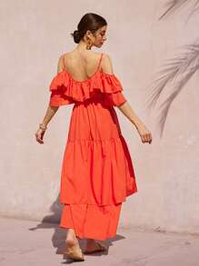 Aveloria Rosie 法式浪漫花朵荷叶边下摆无袖宽松连衣裙，优雅假日风格，波西米亚风度假时尚风格，适合夏季春秋季