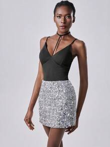 Chiquease Women's Sexy Backless Bodysuit With Built-In Bra, Seamless Bodysuit, Alluring Design - Black - View 3