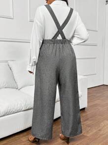 SHEIN Frenchy Plus Size Women Retro Casual Simple Front Button Jumpsuit - Grey - View 2