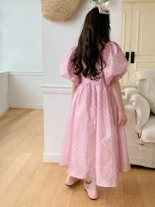 DAZY Tween Girl' Square Collar All-Over Print Woven Short Sleeve Dress, For Spring & Summer,Back To School Clothes