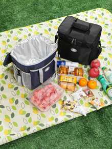1pc Reusable Insulated Black Thermal Bag, Adult Lunch Box For Women With Adjustable Shoulder Strap, Large Capacity Handheld Lunch Bag, Thick Aluminum Foil Long-Term Cold Preservation And Freshness Lunch Box Crossbody Bag ,For School, Office, Picnic, Travel