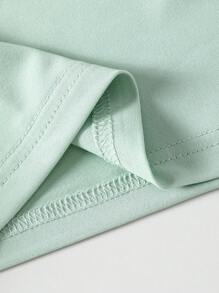 SHEIN Light Green Textured Young Boy Loose POLO Shirt - Green - View 3