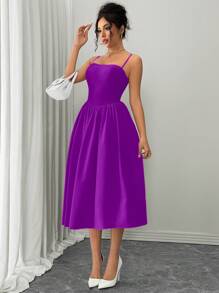 SHEIN Raffinéa Váy hai dây bó eo thời trang đa năng cho tiệc đêm hẹn hò, thu/đông - Màu tím  Violet - Xem 6