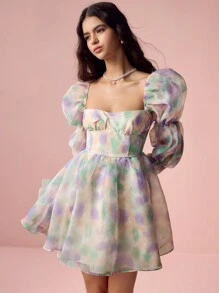 Enchnt 女士日常休闲简约时尚连衣裙 - 薄荷綠 - 查看 3