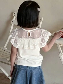 Dazy Kids Young Girl T-Shirt, Fall Collection - White - View 7