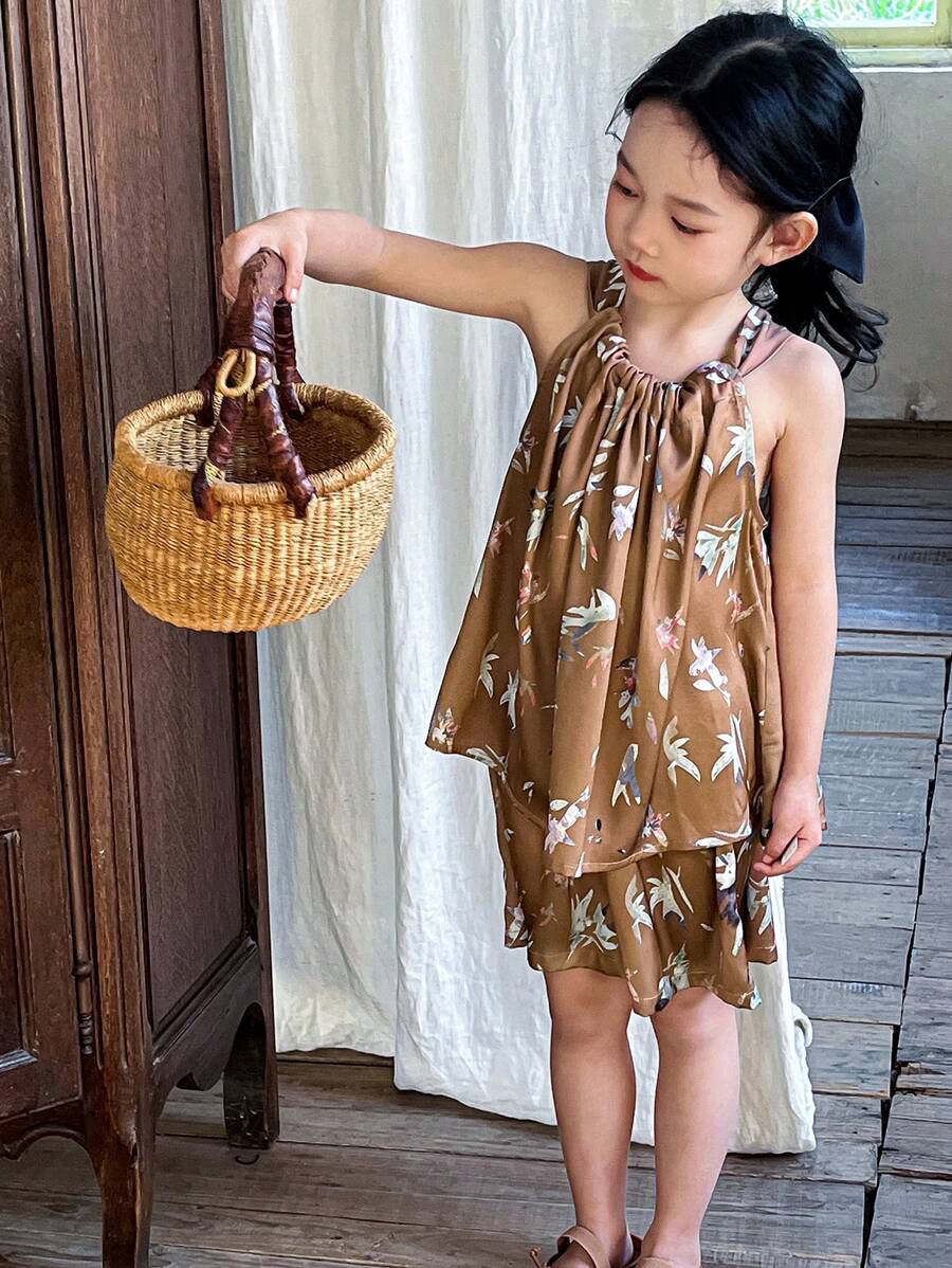 DAZY 2pcs/Set Young Girls Autumn Outfit - Khaki - View 1