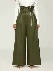 INAWLY 女式修身时尚 PU 皮革长裤，春夏