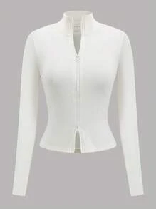 Women's Zip-Up Long Sleeve T-Shirt, Minimalist Fashion Casual Everyday