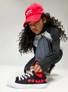 Fashion Versatile Spring/Summer Casual High Top Vulcanized Canvas Shoes For Children Back-To-School Season - Black - View 2