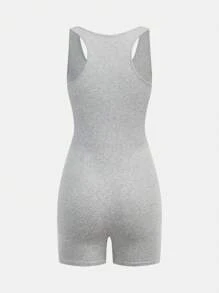 SHEIN 2 件套青少年女孩休闲简约舒适黑色和玫瑰红针织长袖短款上衣和高腰短裤套装，百搭纯色连体衣，完美的夏季选择 - 彩色 - 查看 4