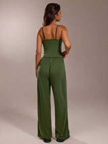 Forever 21 Bộ đồ liền thân dây mảnh màu trơn giản dị - màu xanh lá - Xem 2